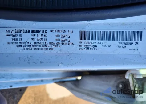 2014 Dodge Avenger R/T z USA, uszkodzony, nr VIN 1C3CDZBG1EN136460